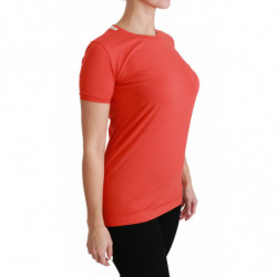 Top in cotone T-shirt girocollo a maniche corte rossa - IT40-S