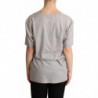 T-shirt con scollo a V in cotone 100% tinta unita grigia - IT38-XS