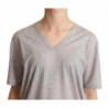 T-shirt con scollo a V in cotone 100% tinta unita grigia - IT38-XS