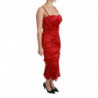 Abito aderente a sirena in seta elasticizzata rossa - IT36 - XS