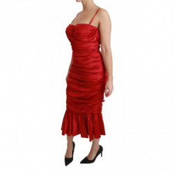 Abito aderente a sirena in seta elasticizzata rossa - IT36 - XS