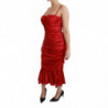 Abito aderente a sirena in seta elasticizzata rossa - IT36 - XS