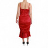 Abito aderente a sirena in seta elasticizzata rossa - IT36 - XS