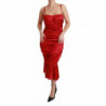 Abito aderente a sirena in seta elasticizzata rossa - IT36 - XS