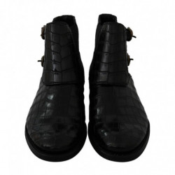 Scarpe derby in pelle di coccodrillo nere - EU39/US6