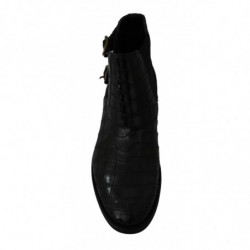 Scarpe derby in pelle di coccodrillo nere - EU40/US7