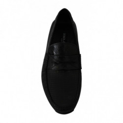 Mocassini piatti in pelle di lucertola nera - EU39/US6