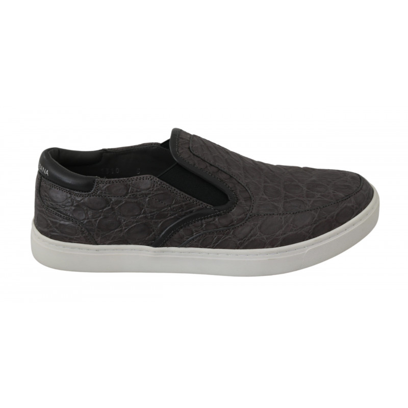 Mocassini da uomo Caiman piatti in pelle grigia - EU39/US6