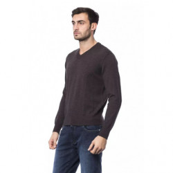 Maglione in lana merino marrone - 4XL