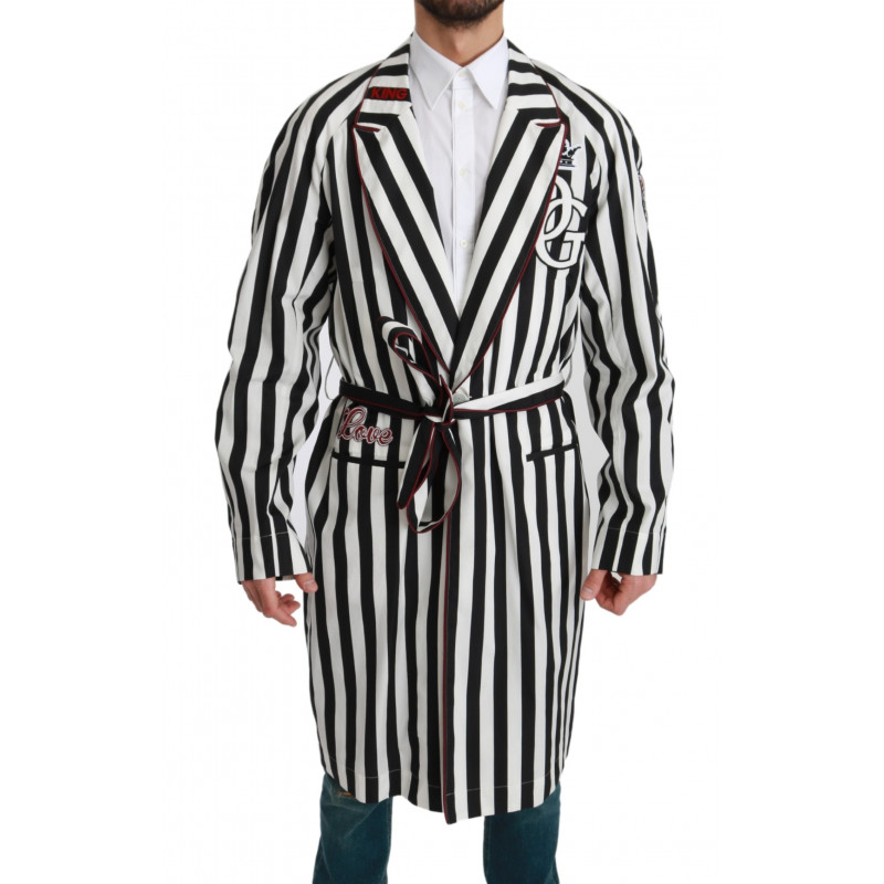 Cappotto nero, camicia da notte, vestaglia di cotone bianco - IT46 - S