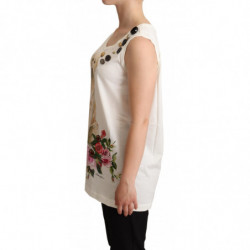 T-shirt decorata con stampa floreale di cane bianco - IT38-XS