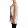 T-shirt decorata con stampa floreale di cane bianco - IT38-XS