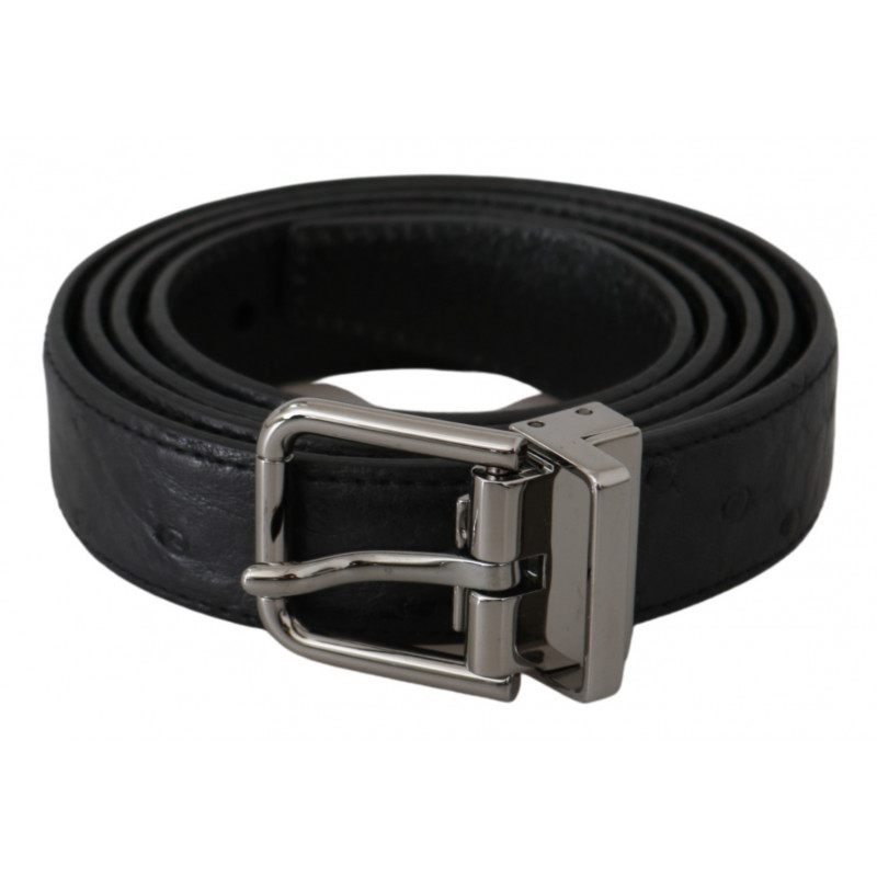 Cintura fibbia argento motivo pelle esotica nera - 90 CM / 36 INCHES