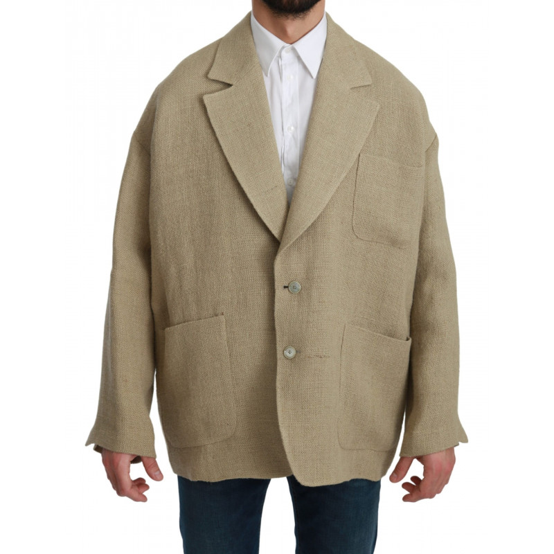 Cappotto giacca beige Cappotto blazer in iuta 100%. - IT48 - L