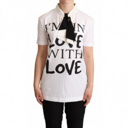 T-shirt bianca con colletto...
