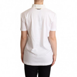 T-shirt bianca con colletto ascot in misto cotone e seta - IT36 - XS