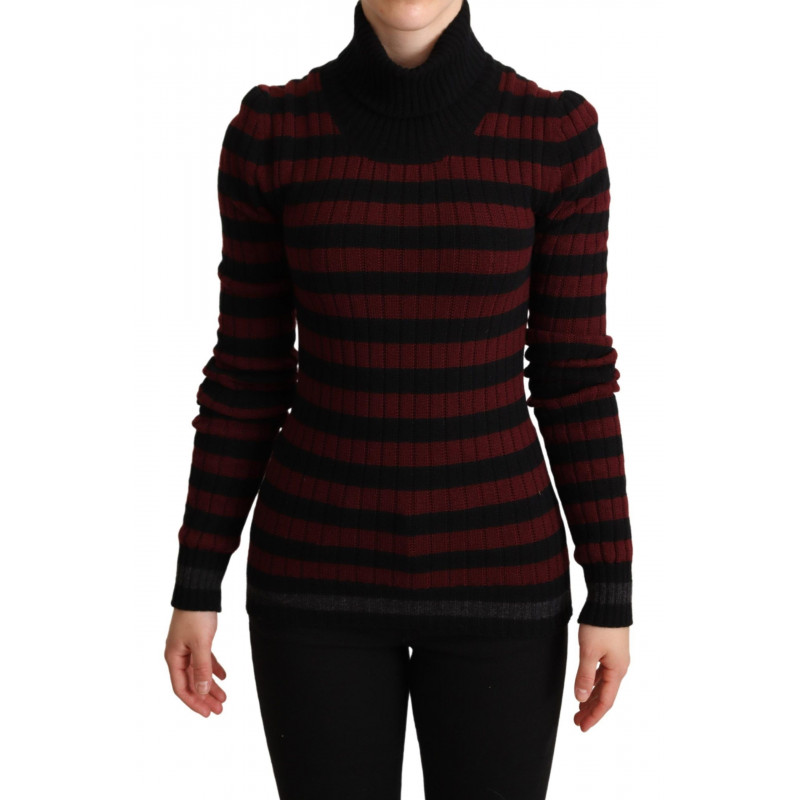 Maglione pullover in lana a righe rosse nere - IT40-S