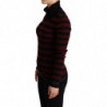 Maglione pullover in lana a righe rosse nere - IT40-S