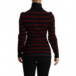 Maglione pullover in lana a righe rosse nere - IT40-S