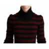 Maglione pullover in lana a righe rosse nere - IT40-S
