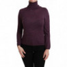 Maglione di lana con collo alto e maniche lunghe viola - S