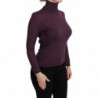 Maglione di lana con collo alto e maniche lunghe viola - S