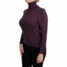 Maglione di lana con collo alto e maniche lunghe viola - S