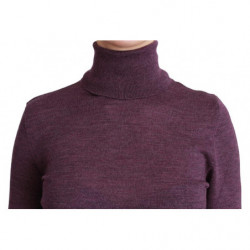Maglione di lana con collo alto e maniche lunghe viola - S