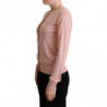 Maglione cardigan con bottoni in seta e cashmere rosa - IT44-L
