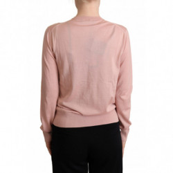 Maglione cardigan con bottoni in seta e cashmere rosa - IT44-L