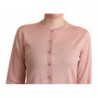 Maglione cardigan con bottoni in seta e cashmere rosa - IT44-L