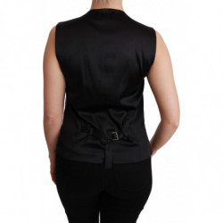 Top metallico senza maniche in broccato argento - IT40-S