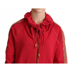 Felpa con cappuccio rossa con cerniera intera - IT40-S
