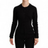 Maglione cardigan abbottonato in cashmere nero - IT44-L
