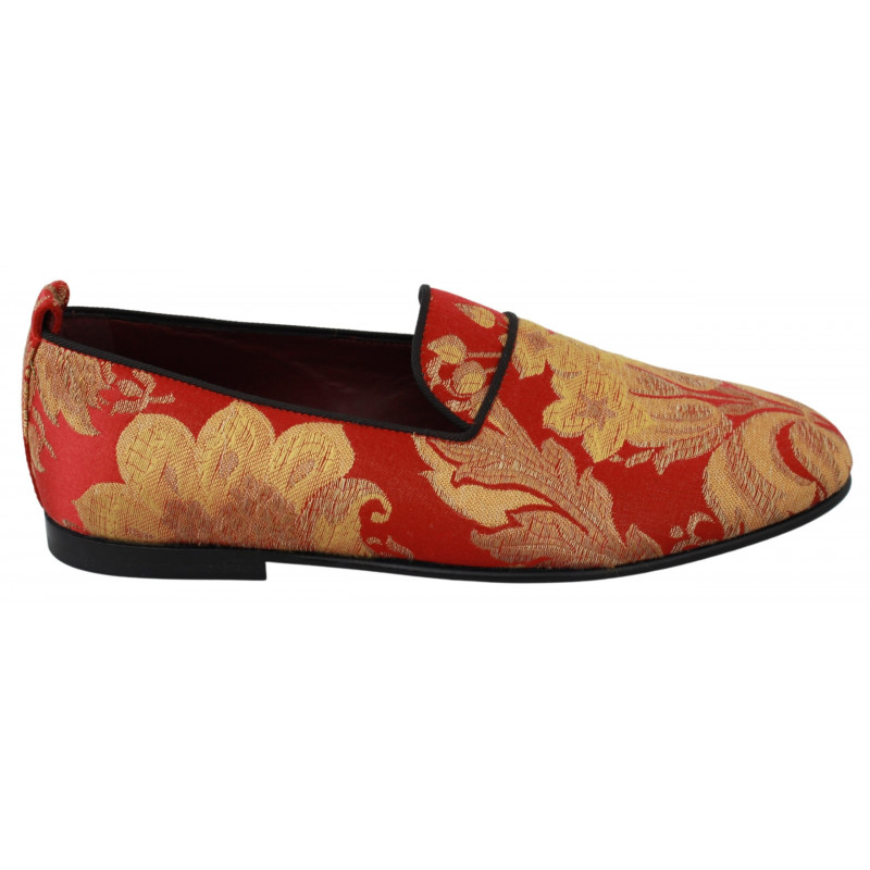Mocassini con pantofole in broccato oro rosso - EU39/US6