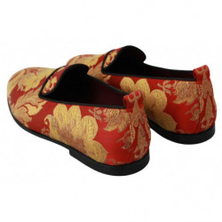 Mocassini con pantofole in broccato oro rosso - EU39/US6