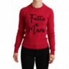 Maglione pullover in lana di cashmere ricamato rosa - IT48-XXL