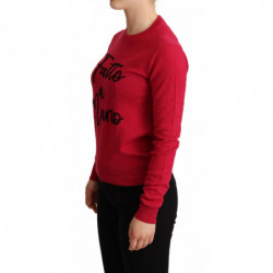 Maglione pullover in lana di cashmere ricamato rosa - IT48-XXL