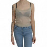 Canotta beige senza maniche cinturino spaghetti. Top trasparente -