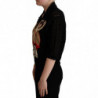Maglione di cotone lavorato a maglia ricamato nero - IT44-L