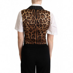Gilet gilet con stampa leopardata marrone nero - IT40-S