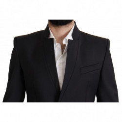 Blazer da uomo cappotto monopetto in lana nera - IT50 - L