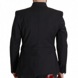 Blazer da uomo cappotto monopetto in lana nera - IT50 - L