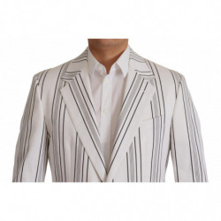 Blazer monopetto in cotone a righe bianche - IT54 - XL