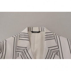 Blazer monopetto in cotone a righe bianche - IT54 - XL