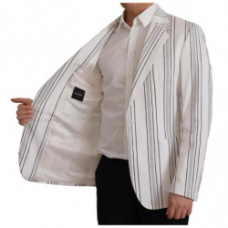 Blazer monopetto in cotone a righe bianche - IT48 - M