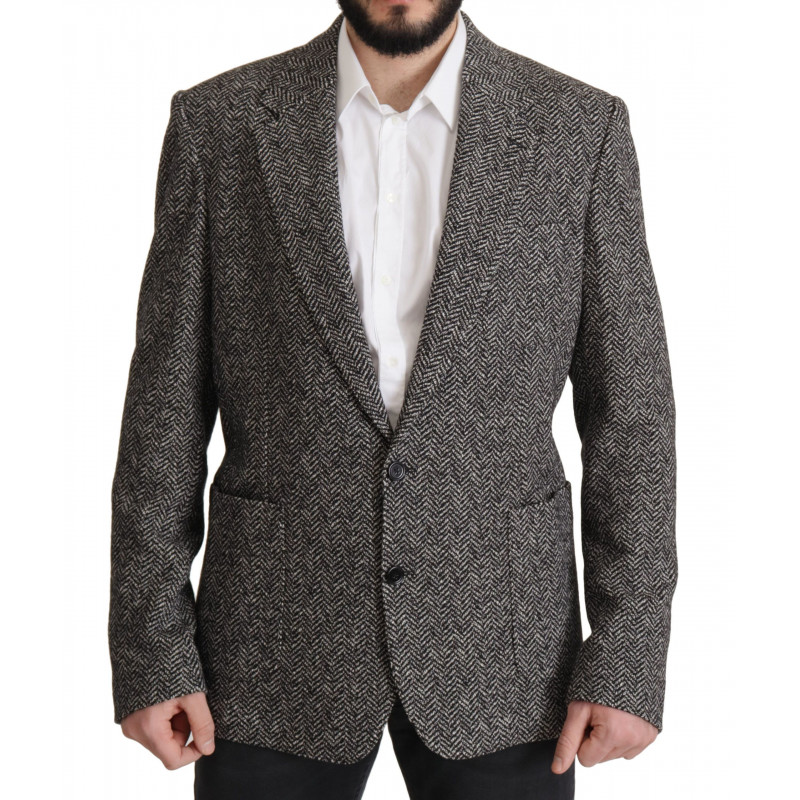 Blazer monopetto fantasia in cotone grigio - IT56 - XL