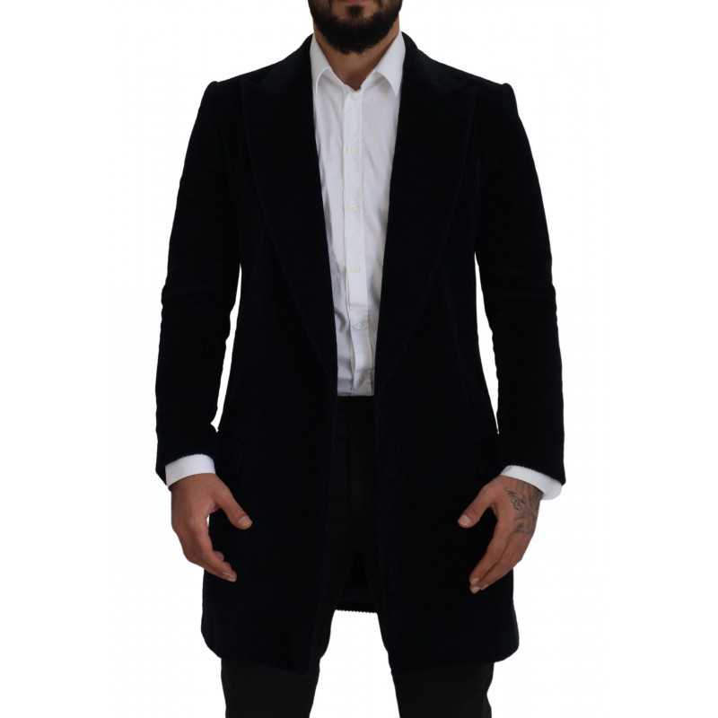 Giacca da uomo cappotto lungo cardigan cotone nero - IT46 - S
