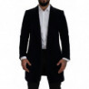 Giacca da uomo cappotto lungo cardigan cotone nero - IT46 - S
