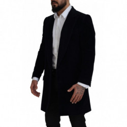 Giacca da uomo cappotto lungo cardigan cotone nero - IT46 - S